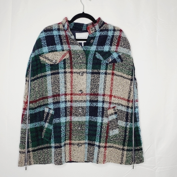 Anthropologie Davis Plaid Capelet One Size Andersen & Lauth Wool Blend Poncho - Picture 2 of 12